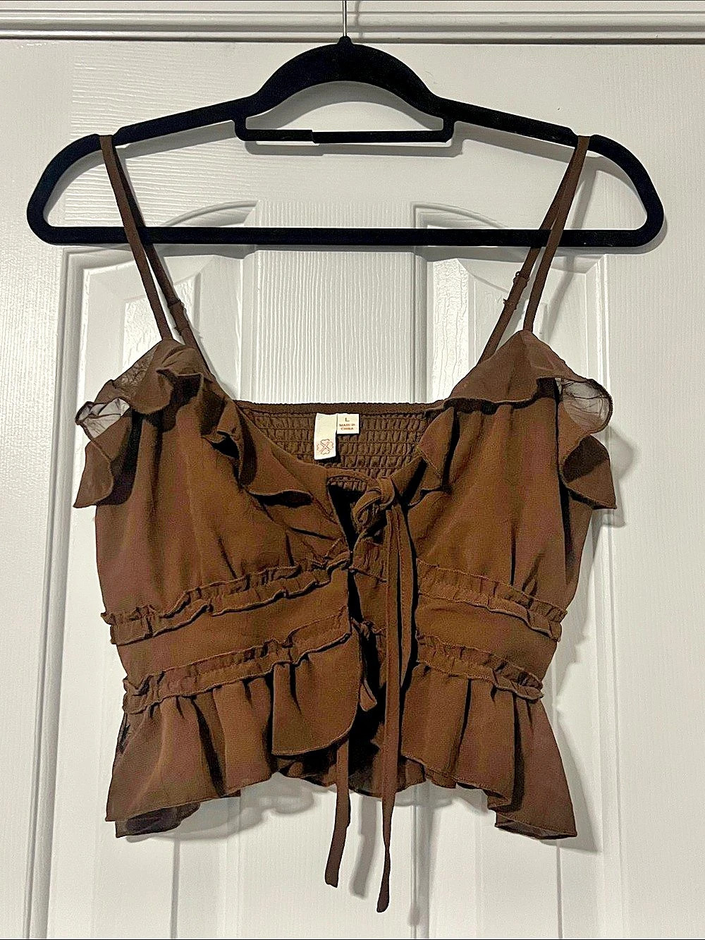 Brown Ruffle Camisole Size Large Like New